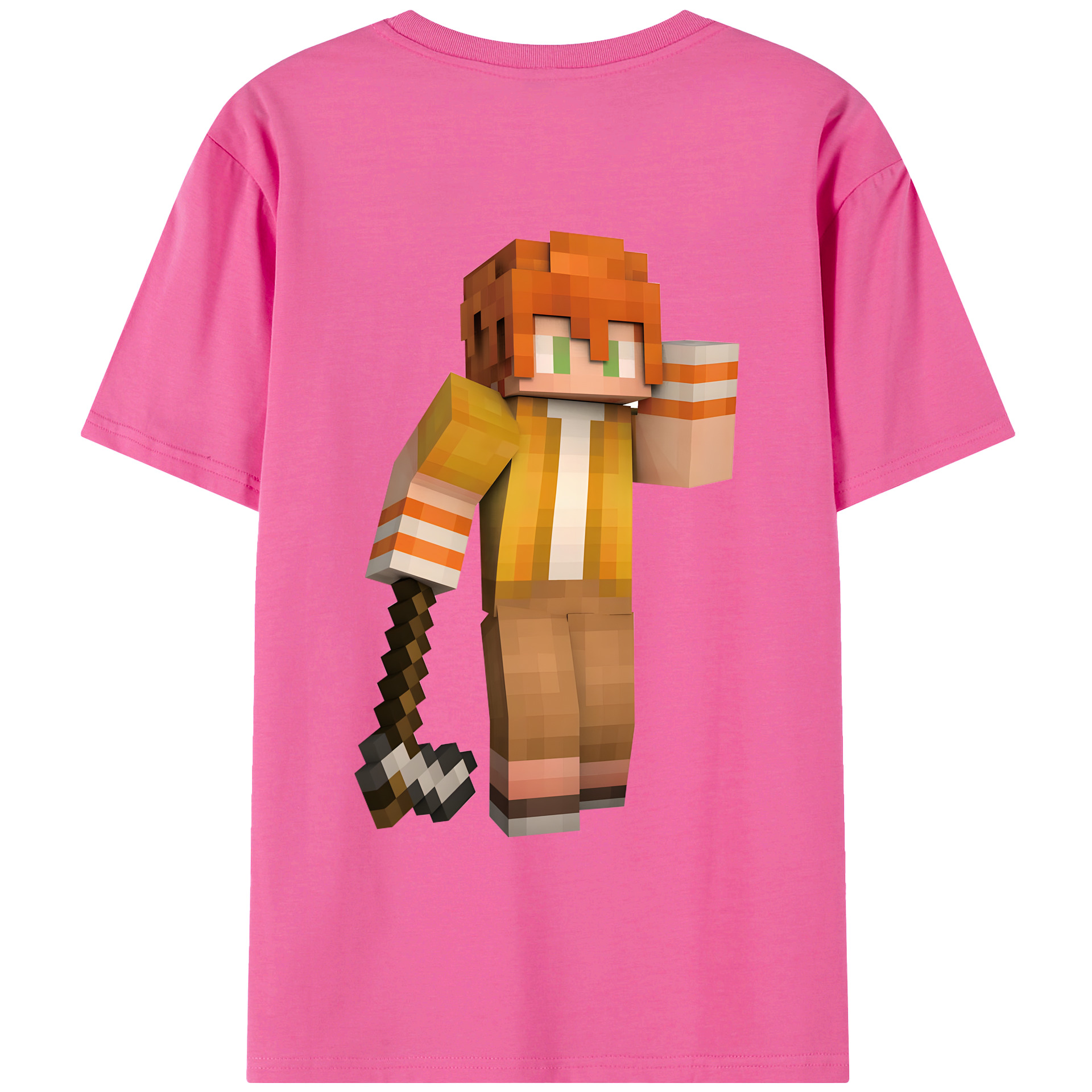 （画像用） マインクラフト ブロックの世界 Minecraft MC Block world レディース半袖Tシャツ(バックプリント)